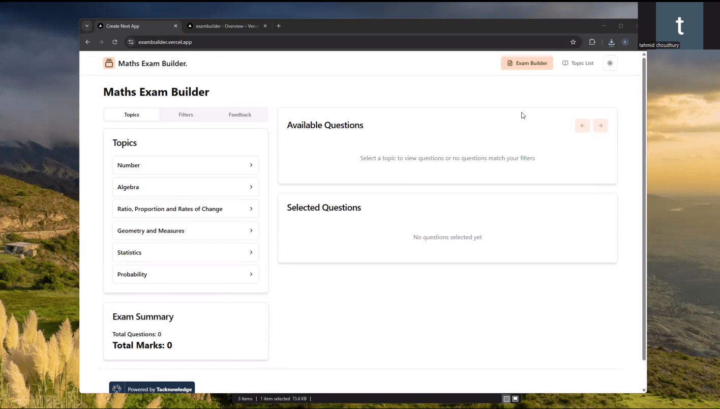 GCSE Maths Exam Builder